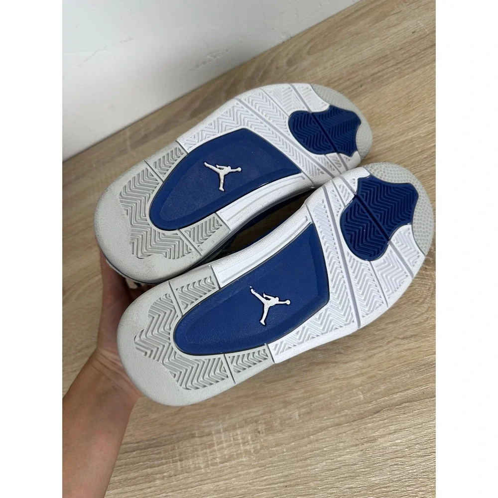 Jordan 4 Retro Military Blue 2018 White Grey Sneakers 308497-406 Mens Size 7